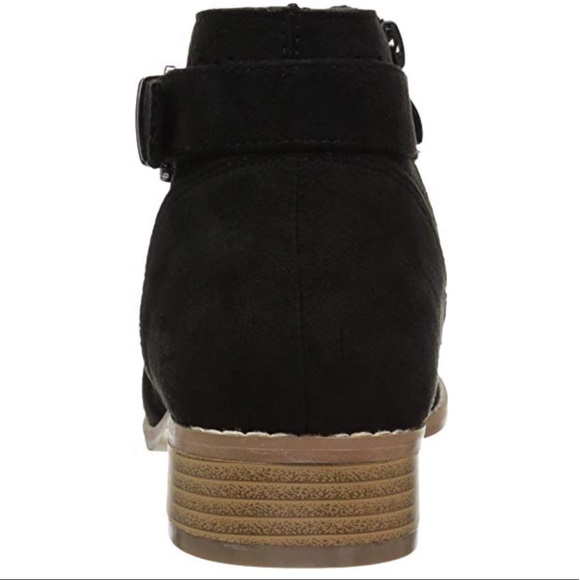 Black  Perforated Upper Buckle Detail Ankle Boots - Picture 7 of 7